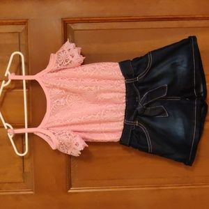 Limited Too Denim And Lace Romper Size 5/6